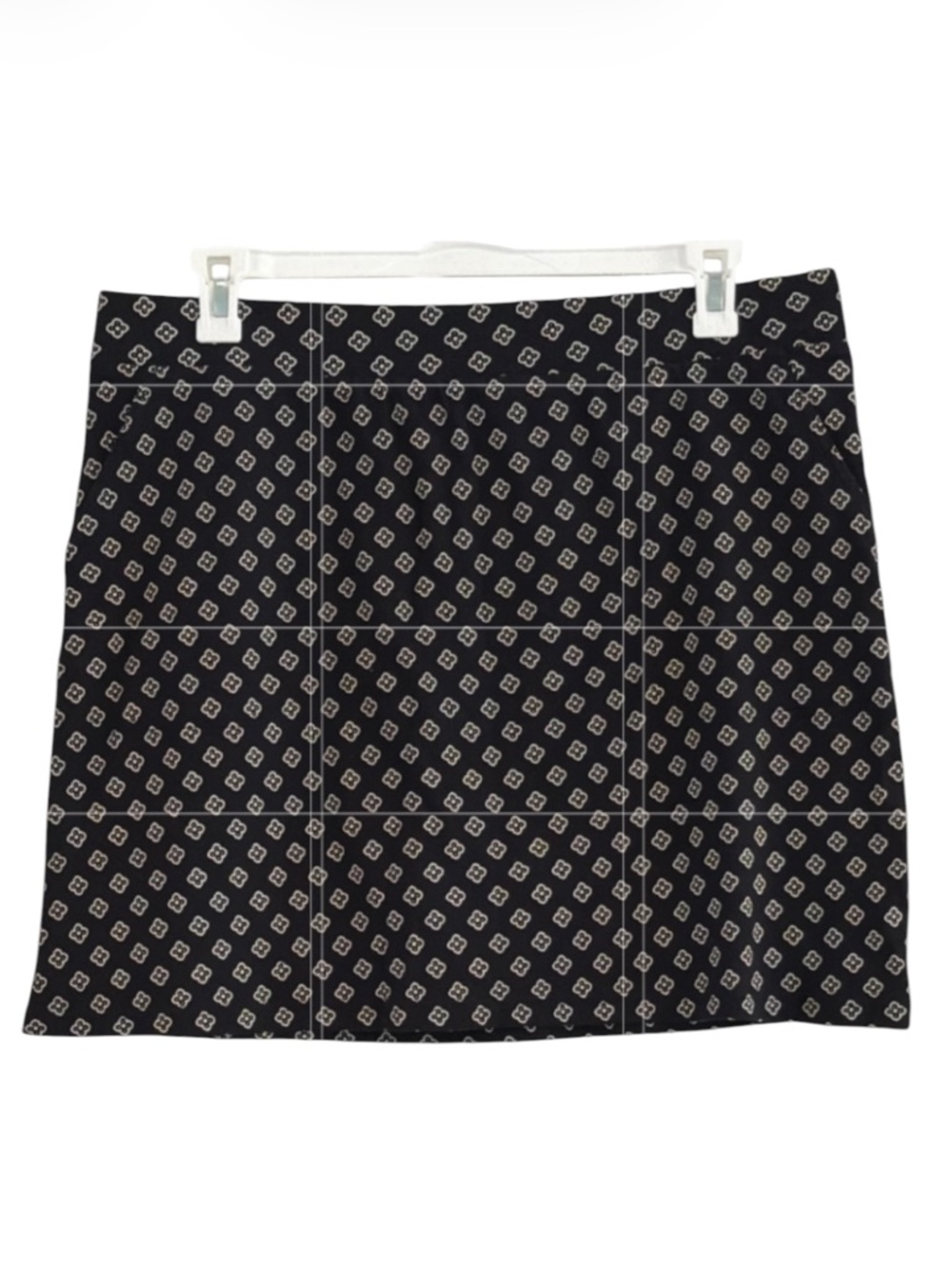 Croft & Barrow Black Geometric Print Skort Built In Shorts Side Pockets Size XL